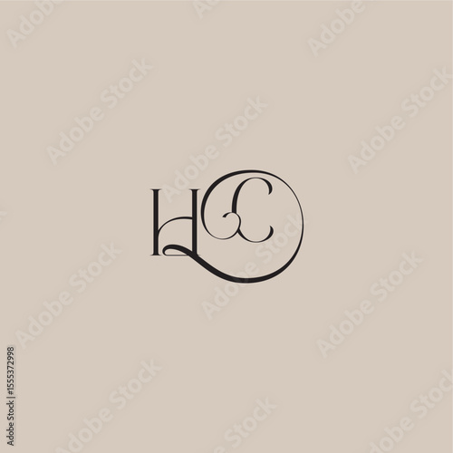 dinamyc curvy initial concept monogram wedding logo letter elegant and luxury style HC