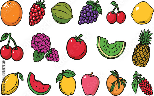 Colorful fruit medley vector illustration healthy eating