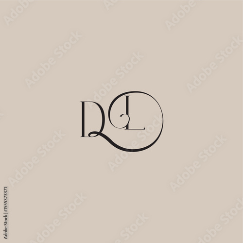 dinamyc curvy initial concept DL elegant and luxury style monogram wedding logo letter