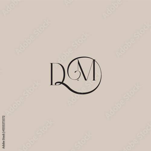 dinamyc curvy initial concept DM elegant and luxury style monogram wedding logo letter