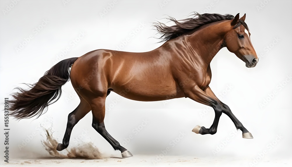 Obraz premium Dynamic horse running in studio setting high-quality photography action-packed moment