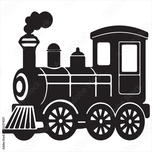 Vintage Steam Train Silhouette – Retro Locomotive Vector Illustration

