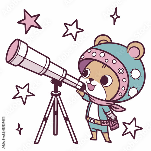 Surprised Tony Tony Chopper with with a magic wand, set in a charming Galaxy Dreams theme – Starlight Mix color vector art