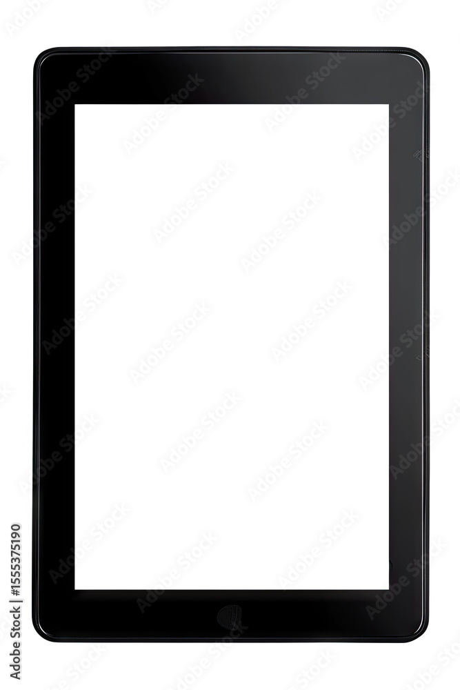 A Black Tablet Computer With A Blank White Screen Isolated On A Transparent Background A Black Tablet Computer With A Blank White Screen Isolated On A Transparent Background
