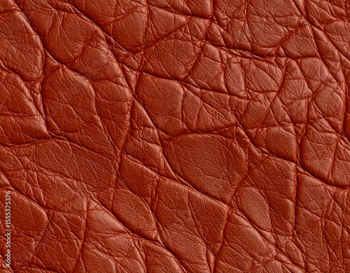 Red brown cracked grain leather texture closeup