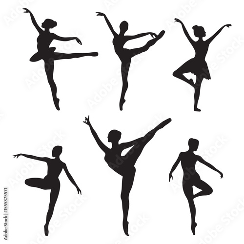 Ballet dancer silhouette vector art graphic design illustration dance poses ballerina figures black and white