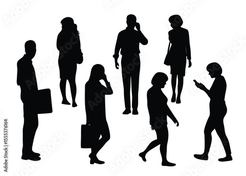 People Silhouette Vector Collection – Walking Talking Standing Human Figures