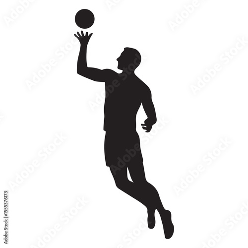 Basketball player silhouette vector illustration for sports design and athletic performance visuals use in graphics