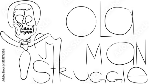 Old man struggle icon of the Death like sceleton