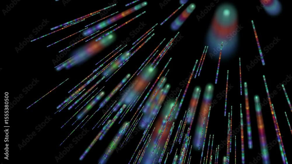 Futuristic video animation with glowing stripe objects in slow motion, 4096x2304 loop 4K