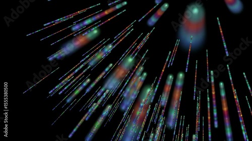 Futuristic video animation with glowing stripe objects in slow motion, 4096x2304 loop 4K