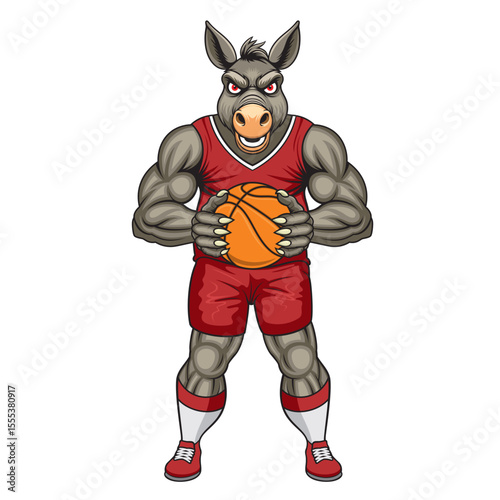 basketball mascot donkey vector illustration donkey basketball design