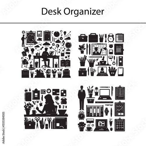 Modern Minimalist Desk Organizer with Office Supplies, Stylish Workspace Setup, Creative Home Office Accessories for Productivity and Aesthetic Storage Solutions