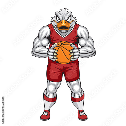 basketball mascot duck vector illustration duck basketball design