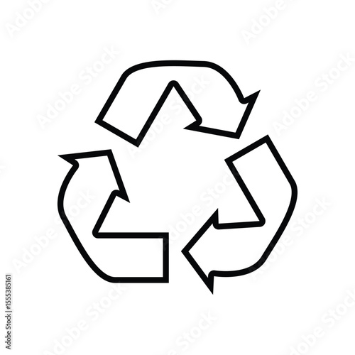 Black Recycle Outline Arrow Icon, Eco Conscious Design Element.