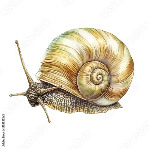 watercolor of Mollusk, vector, isolated on a white background.