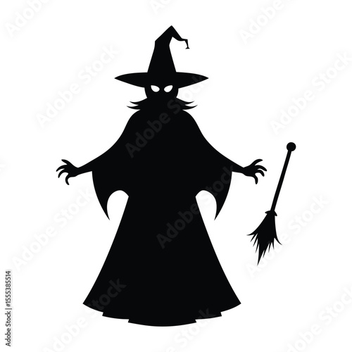halloween witch with broom