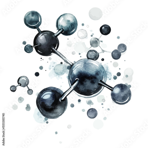 watercolor vector of Molecules In Darkness, isolated on a white background.