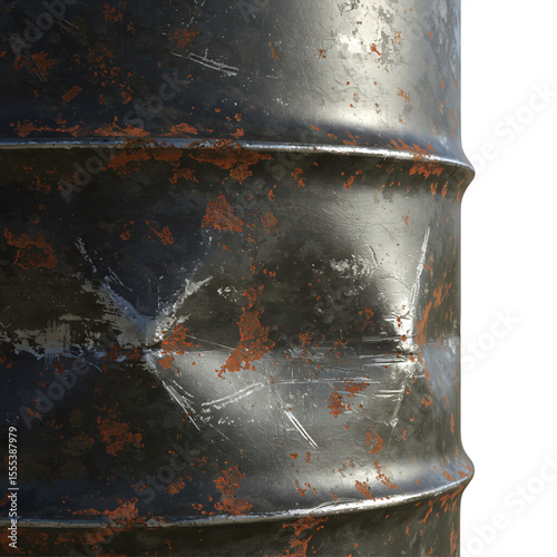 Rusty Metal Barrel Distinct Dents Scratches