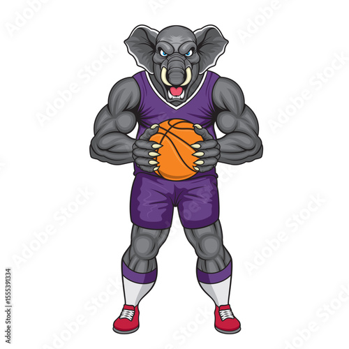 basketball mascot elephant vector illustration elephant basketball design