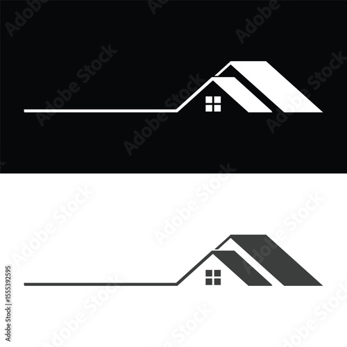 roofing company concept logo design vector template