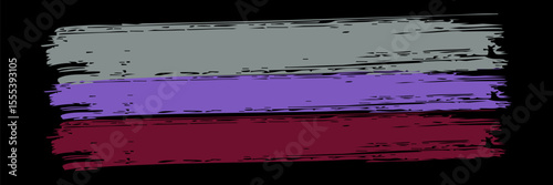 Fashion watercolor brush stripes pattern on black. Violet and pink paintbrush lines vertical texture forbackground. Hand drown paint strokes design. For textile.