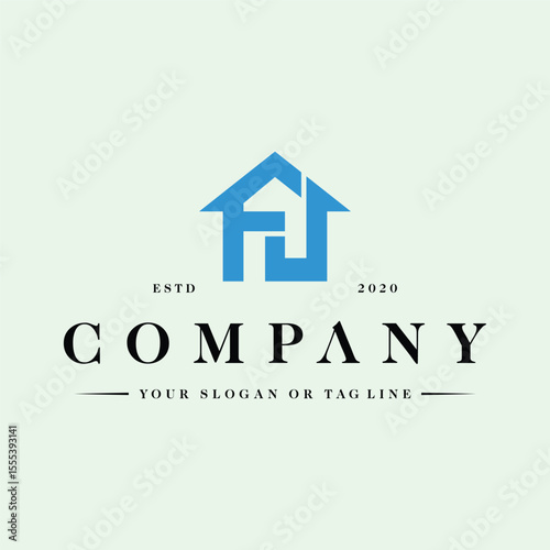 letter FJ home concept logo design vector template