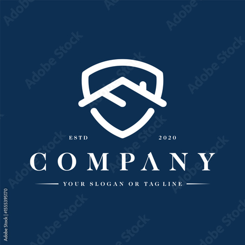 Letter F shield roofing concept logo design vector template