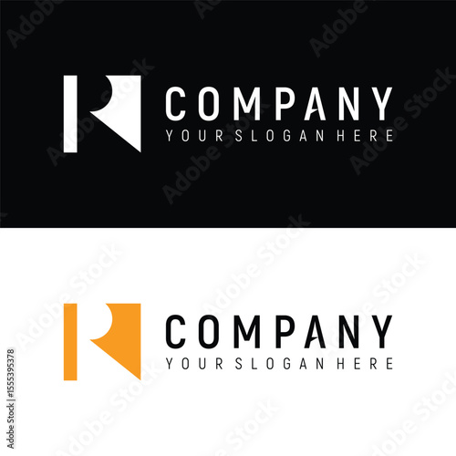 Letter R modern monochrome concept logo design vector template