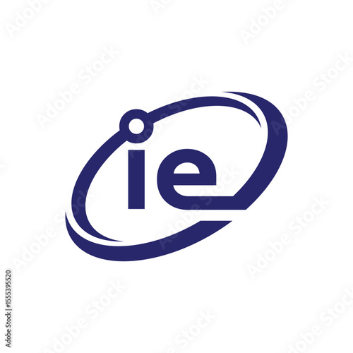Letter ie atom concept logo design vector template
