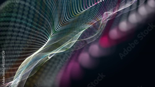Fantastic video animation with particle wave object in slow motion, 4096x2304 loop 4K