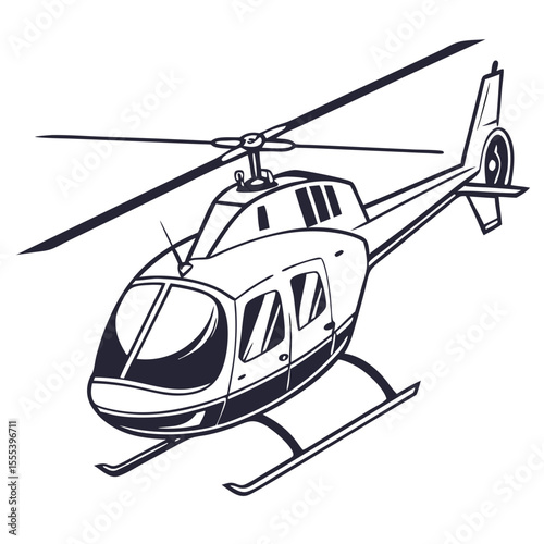 Helicopter isolated  vehicle silhouette