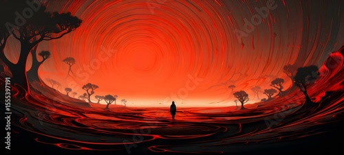pop surreal unreal silhouettes spiral towards dracula,ai generatif