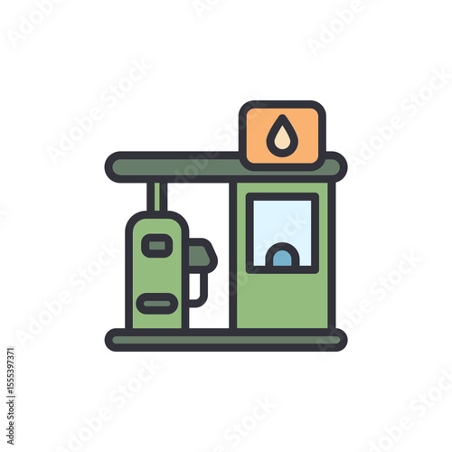 Gas Station With Transparent Background Illustration For Design Needs