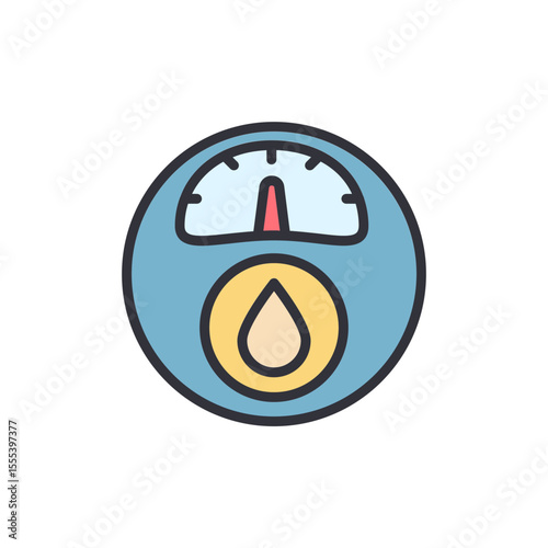 Stylized Measurement Icon With Weight Scale And Liquid Drop Symbol
