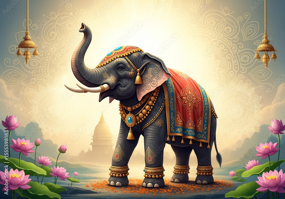 Fototapeta premium Sacred Elephant Symbol of Wisdom, Fortune and Stability