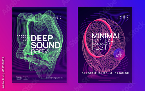 Fest Design. Techno Concert Graphic. Violet Dj Background. Electronic Audio Illustration. Party Event. Pink Dance Flyer. Electro Cover. Blue Fest Design