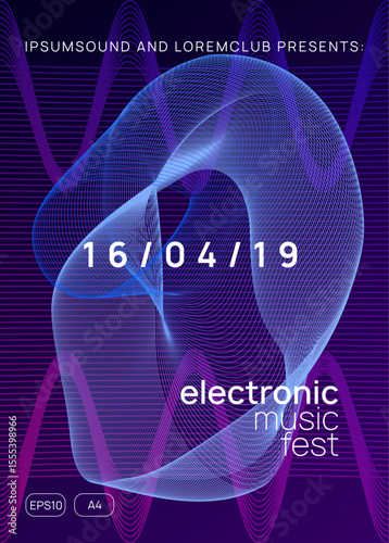 Party Set. Night Club Background. Edm Concert Graphic. Trance Invite. Psychedelic Disco Illustration. Pink Sound Design. Blue Dance Event. Violet Party Set
