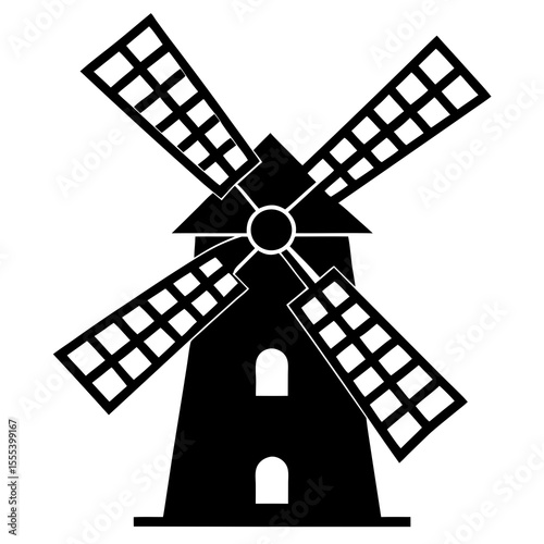 windmill silhouette vector