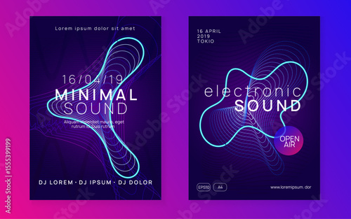 Sound Event. Night Club Concert Graphic. Festival Invite. Psychedelic Radio Illustration. Dj Design. Green Party Set. Pink Dance Banner. Blue Sound Event