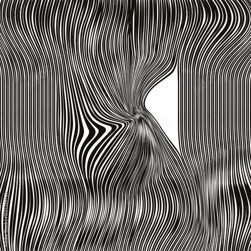 Dense striped texture with vertical distortion and an open hole.