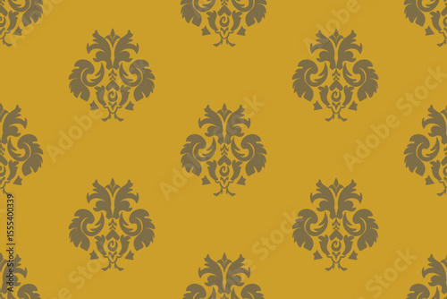 Elegant Vintage Damask Tile in Brown and Gold Tones
