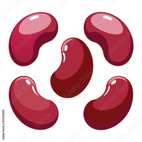 six kidney beans vegetable separately set  isolated  on white background