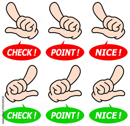 指差し確認するハンドサインセット CHECK!・POINT!・NICE!