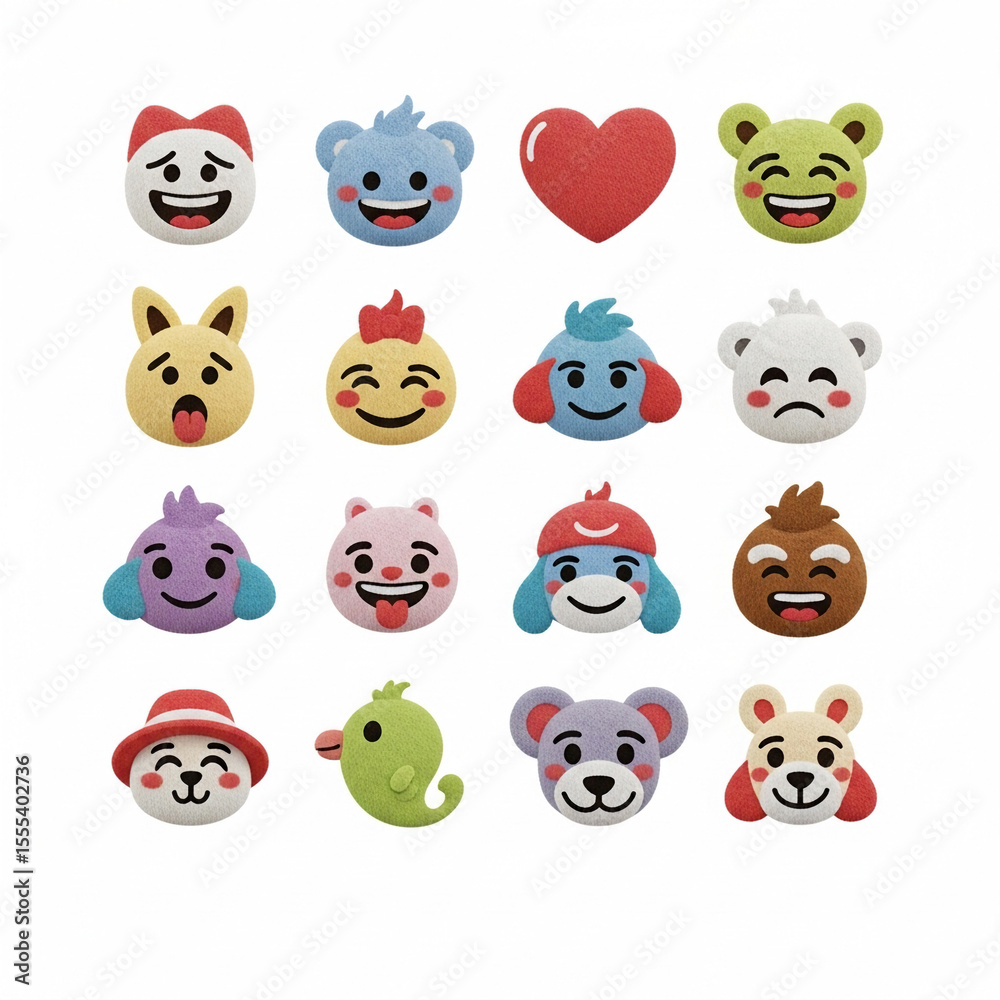 Obraz premium Stretchy soft-textured emoji icons