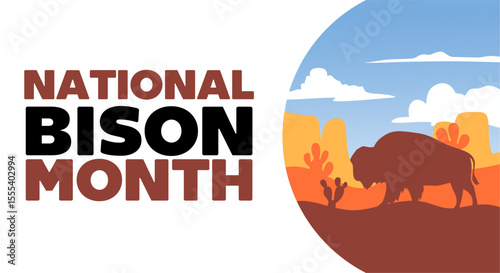 Happy National Bison Month with a silhouette of a bison