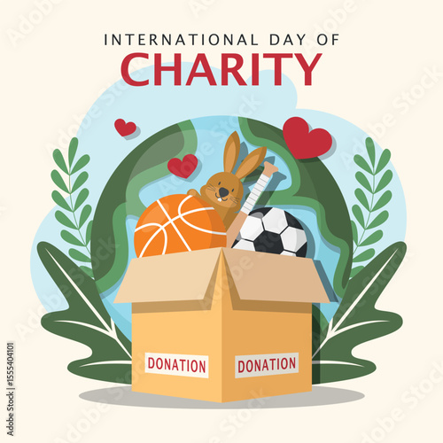 International Day of Charity Poster. Donated items