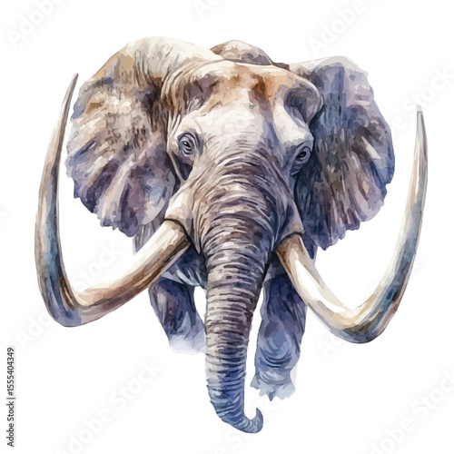 watercolor vector of Mastodon, isolated on a white background.