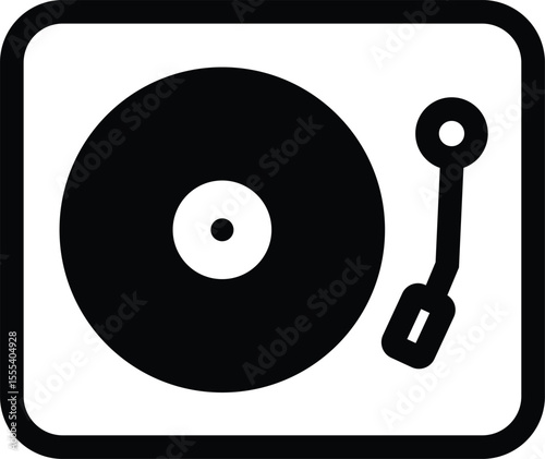 Minimalist Turntable Black Line Drawing