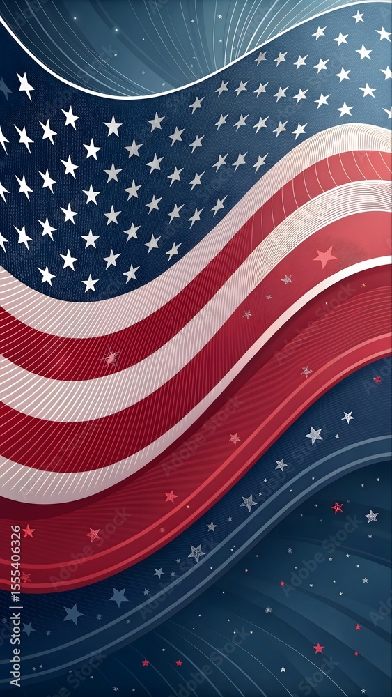 Obraz premium Diverse Team with American Flags — Corporate Pride and Unity